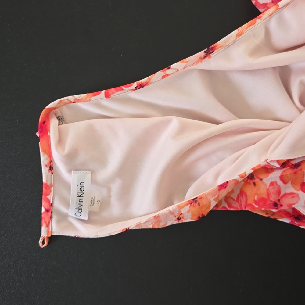 Calvin Klein Women's Floral Chemise - Pink and Orange